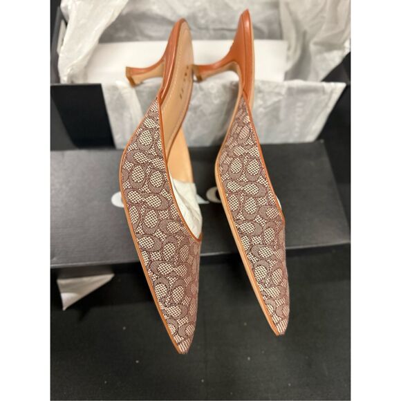 New Coach Renn Micro Signature Jacquard Logo Mule Heels 9.5 - Picture 4 of 6